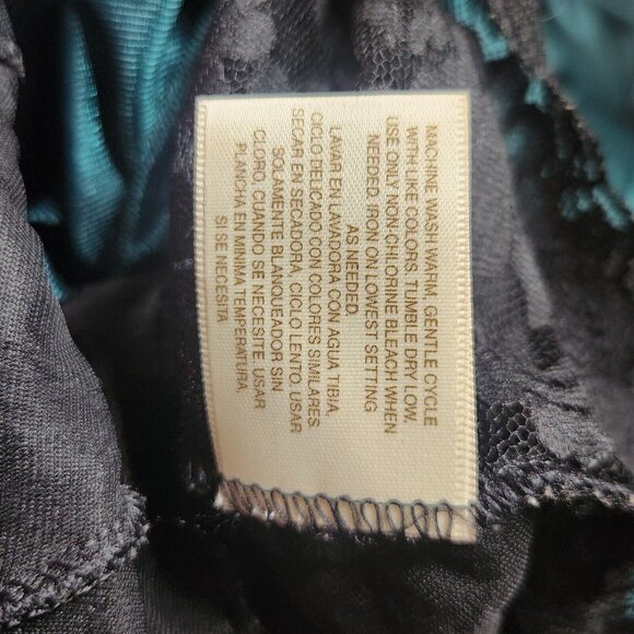 Vintage Delicates Nightgown Lace Slip Dress Black and Emerald Green Size Large - Picture 9 of 14